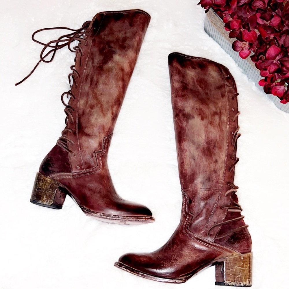 FREEBIRD COAL Brown Leather Lace Up Boot